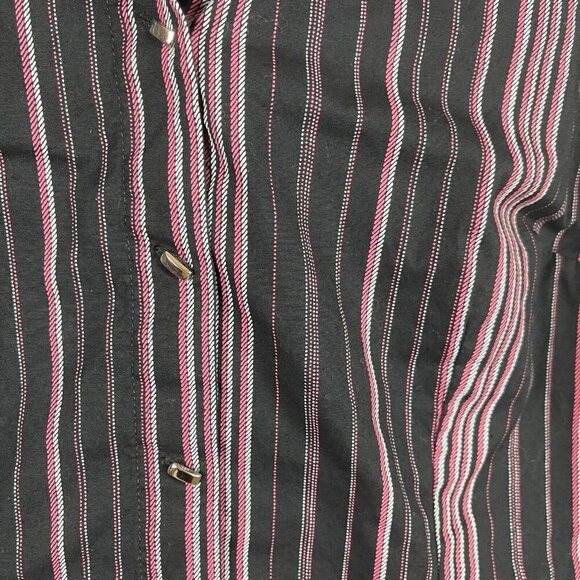 Cato Women Black & Pink Striped Button-Up Long Sleeve Shirt Size S - Picture 7 of 7